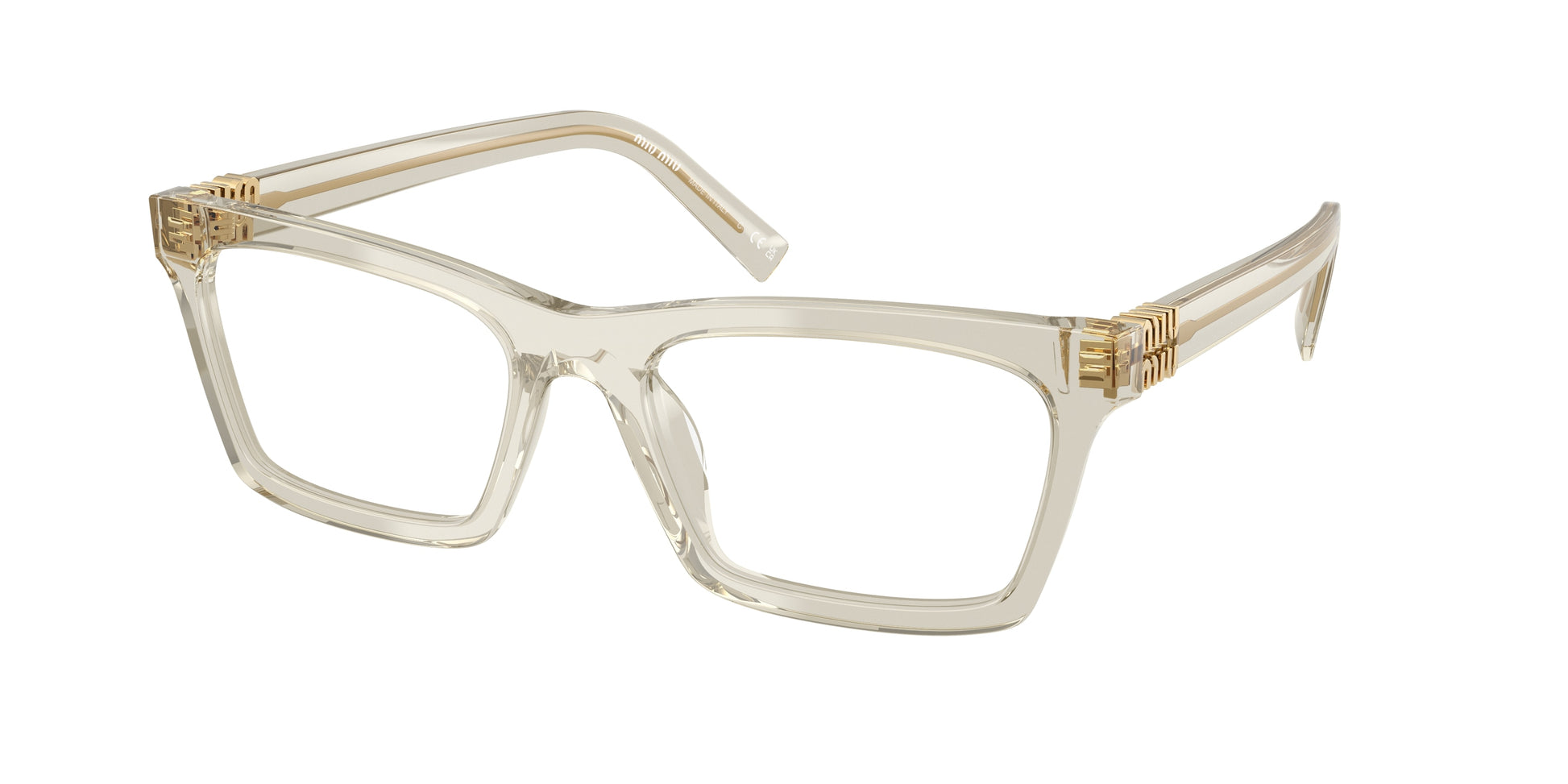 Miu Miu MU04WV Rectangle Eyeglasses  12U1O1-Hemp Transparent 55-140-19 - Color Map Grey