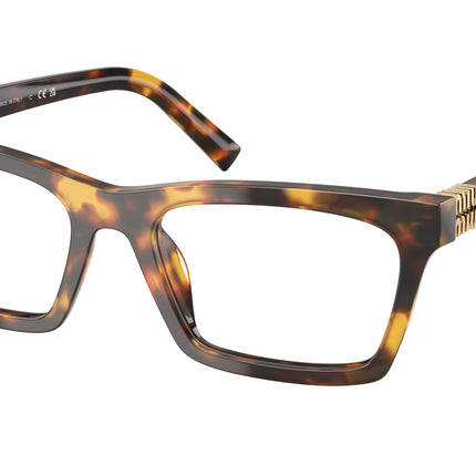 Miu Miu MU04WV Rectangle Eyeglasses  14L1O1-Havana Honey 55-140-19 - Color Map Tortoise