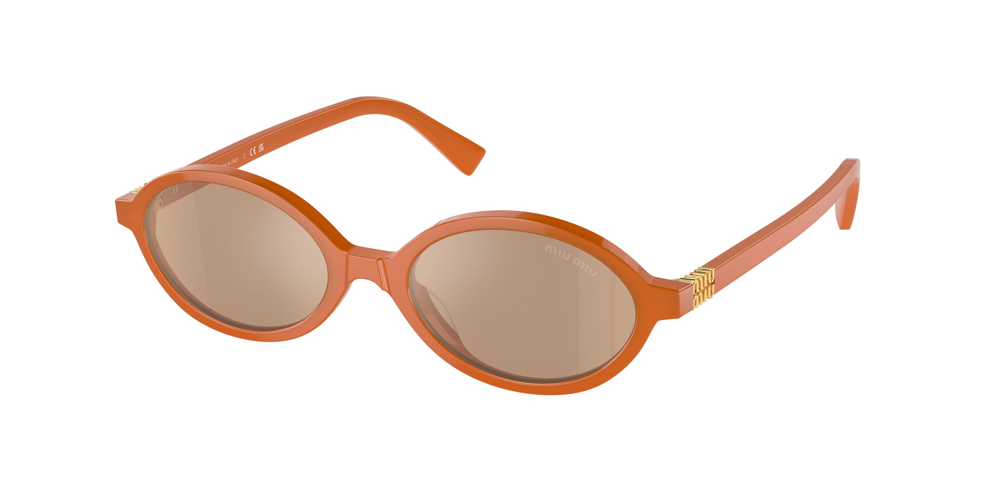 Miu Miu MU04ZSF Oval Sunglasses  11V40D-Turmeric Opal 50-140-18 - Color Map Brown