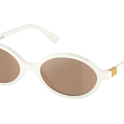 Miu Miu MU04ZSF Oval Sunglasses  14240D-White 50-140-18 - Color Map White