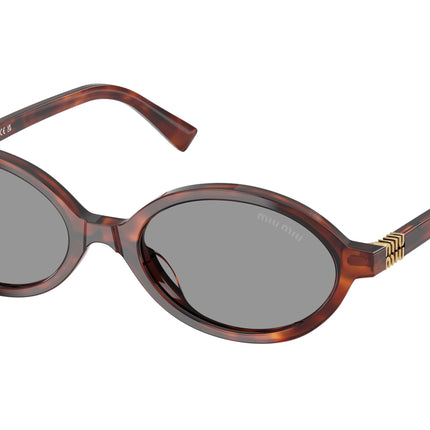 Miu Miu MU04ZSF Oval Sunglasses  21C40O-Havana Mahogany 50-140-18 - Color Map Tortoise