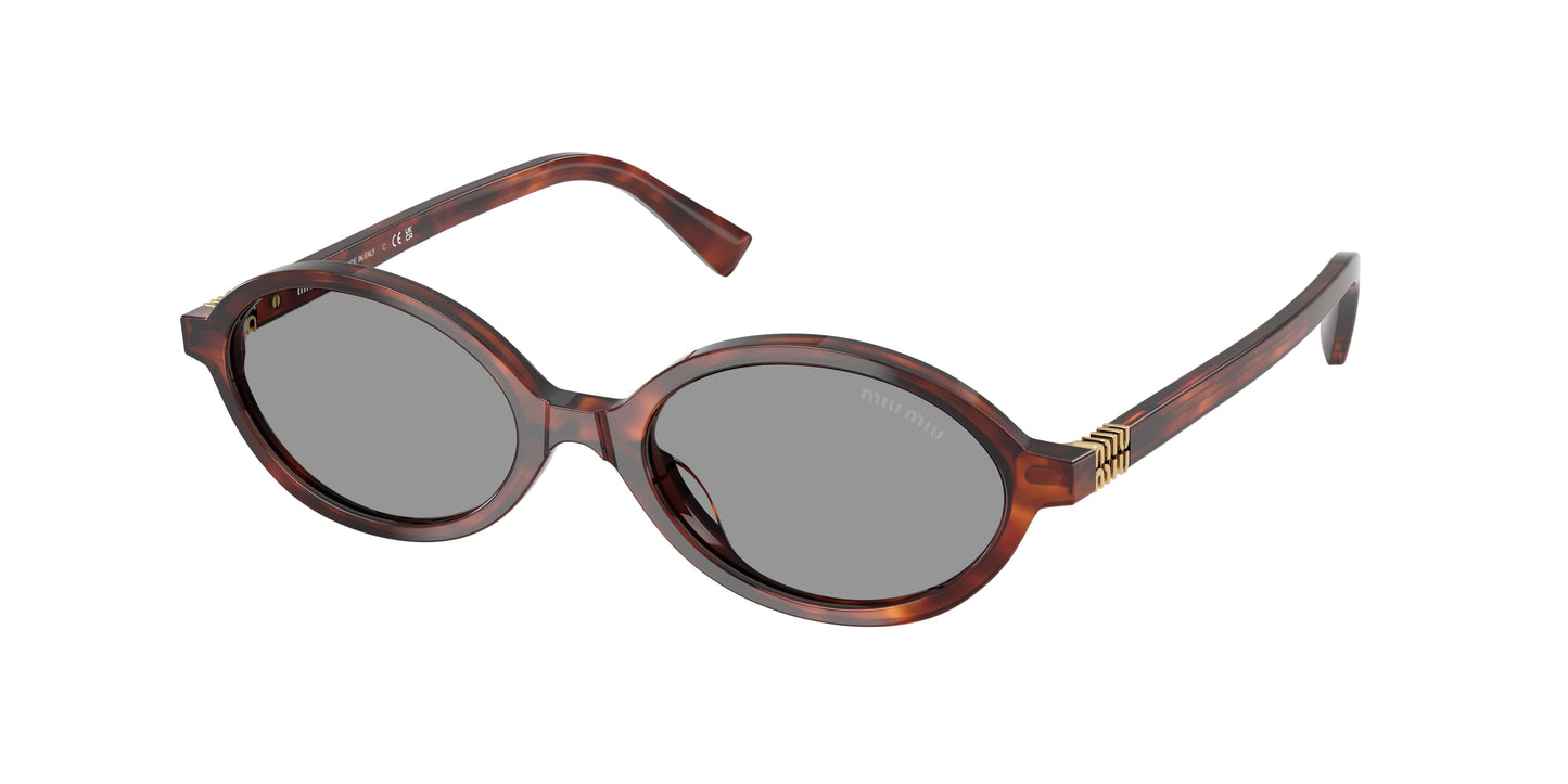 Miu Miu MU04ZSF Oval Sunglasses  21C40O-Havana Mahogany 50-140-18 - Color Map Tortoise