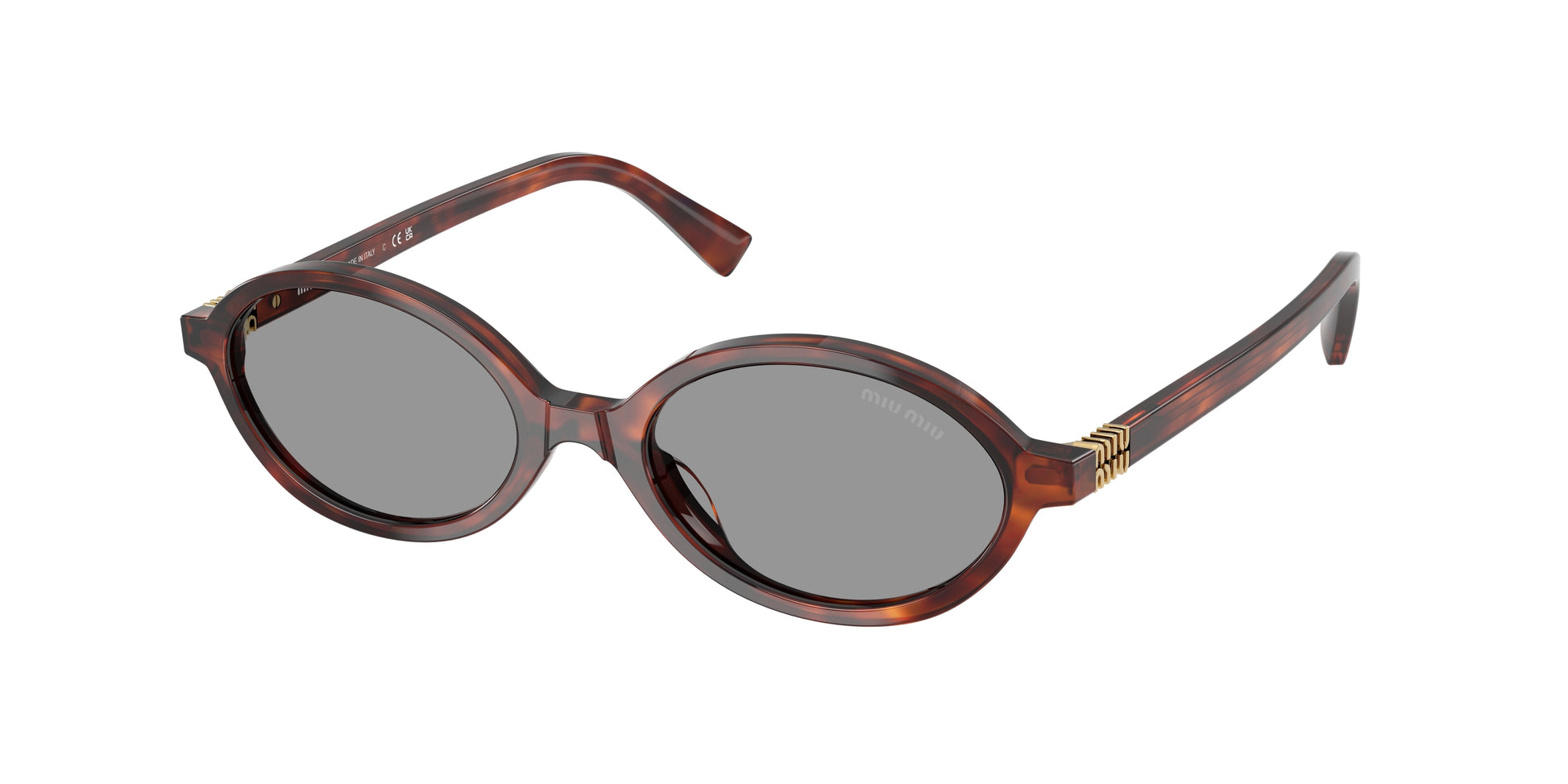 Miu Miu MU04ZSF Oval Sunglasses  21C40O-Havana Mahogany 50-140-18 - Color Map Tortoise