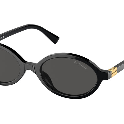 Miu Miu MU04ZS Oval Sunglasses  1AB5S0-Black 50-140-18 - Color Map Black