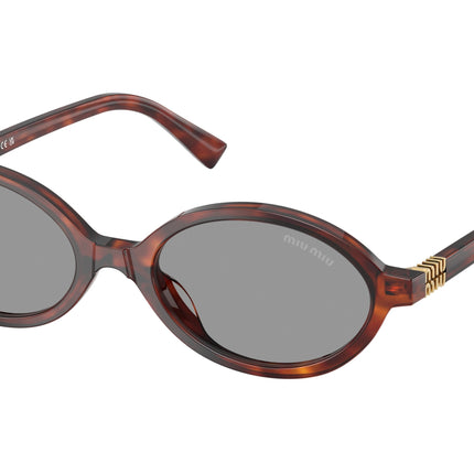 Miu Miu MU04ZS Oval Sunglasses  21C40O-Havana Mahogany 50-140-18 - Color Map Tortoise