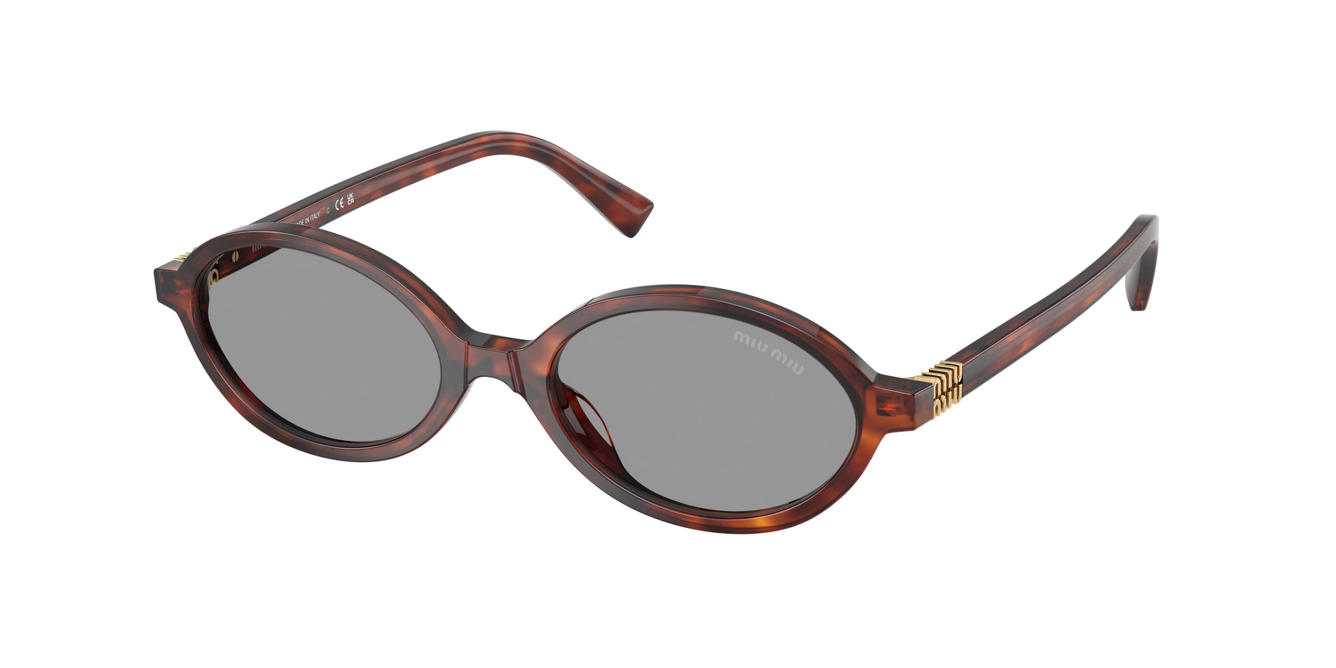 Miu Miu MU04ZS Oval Sunglasses  21C40O-Havana Mahogany 50-140-18 - Color Map Tortoise