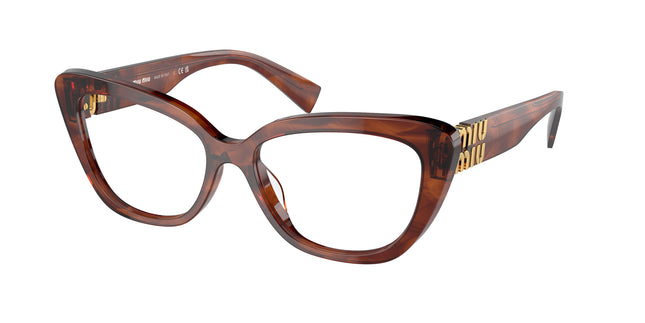 Miu Miu MU05VV Cat Eye Eyeglasses  11Q1O1-Striped Tobacco 55-140-16 - Color Map Brown