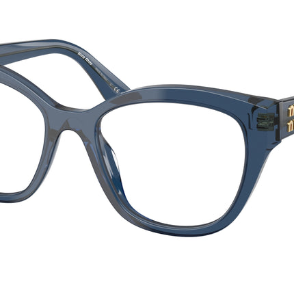 Miu Miu MU05XV Square Eyeglasses  08Q1O1-Blue Transparent 54-140-19 - Color Map Blue