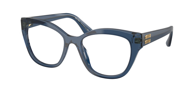 Miu Miu MU05XV Square Eyeglasses  08Q1O1-Blue Transparent 54-140-19 - Color Map Blue
