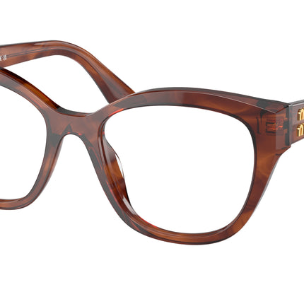 Miu Miu MU05XV Square Eyeglasses  11Q1O1-Striped Tobacco 52-140-19 - Color Map Brown