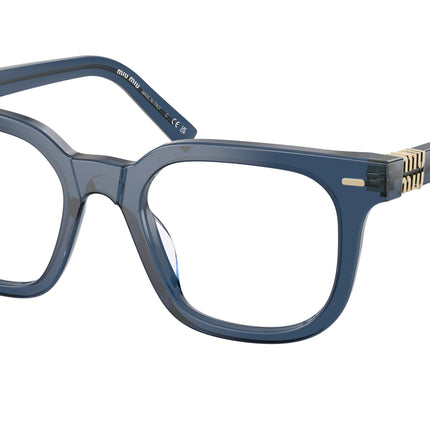 Miu Miu MU06XV Square Eyeglasses  08Q1O1-Blue Transparent 49-140-20 - Color Map Blue