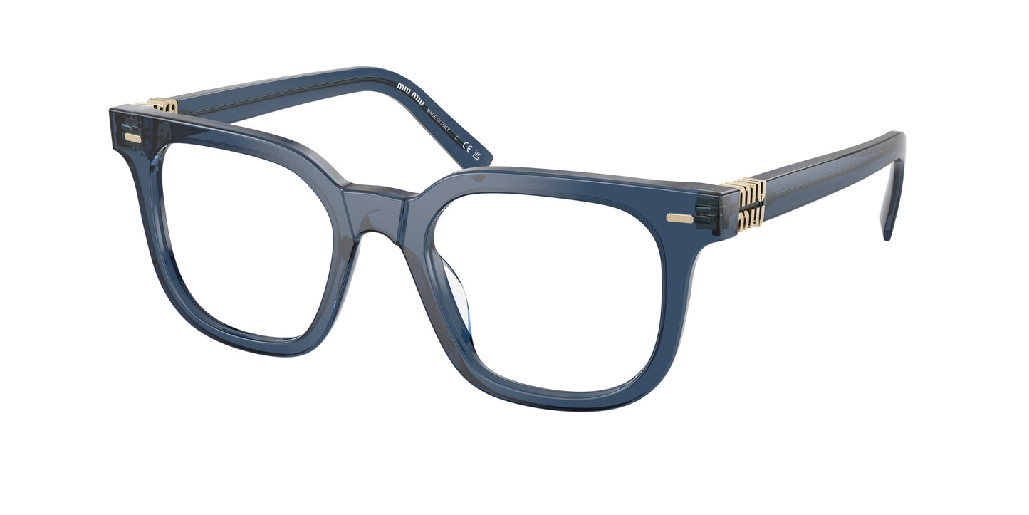 Miu Miu MU06XV Square Eyeglasses  08Q1O1-Blue Transparent 49-140-20 - Color Map Blue
