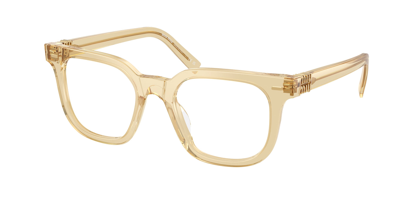 Miu Miu MU06XV Square Eyeglasses  11T1O1-Sand Transparent 49-140-20 - Color Map Brown