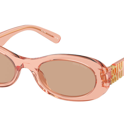 Miu Miu MU06ZS Oval Sunglasses  13T1P1-Noisette Transparent 50-140-20 - Color Map Pink