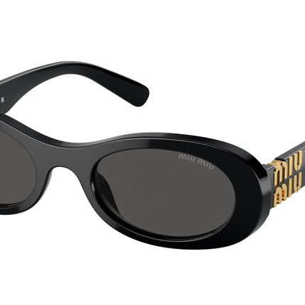 Miu Miu MU06ZS Oval Sunglasses  1AB5S0-Black 50-140-20 - Color Map Black