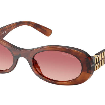 Miu Miu MU06ZS Oval Sunglasses  26E50U-Striped Tobacco 50-140-20 - Color Map Brown
