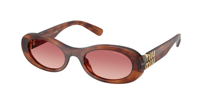 Miu Miu MU06ZS Oval Sunglasses  26E50U-Striped Tobacco 50-140-20 - Color Map Brown