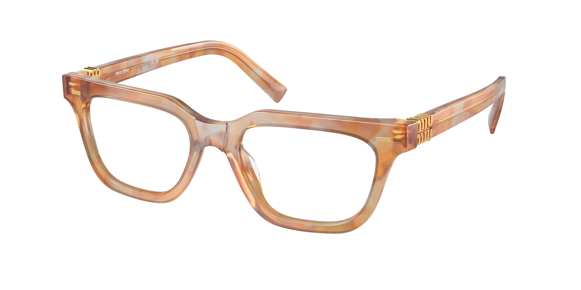 Miu Miu MU07XV Rectangle Eyeglasses  13U1O1-Cream Havana 53-140-18 - Color Map Tortoise