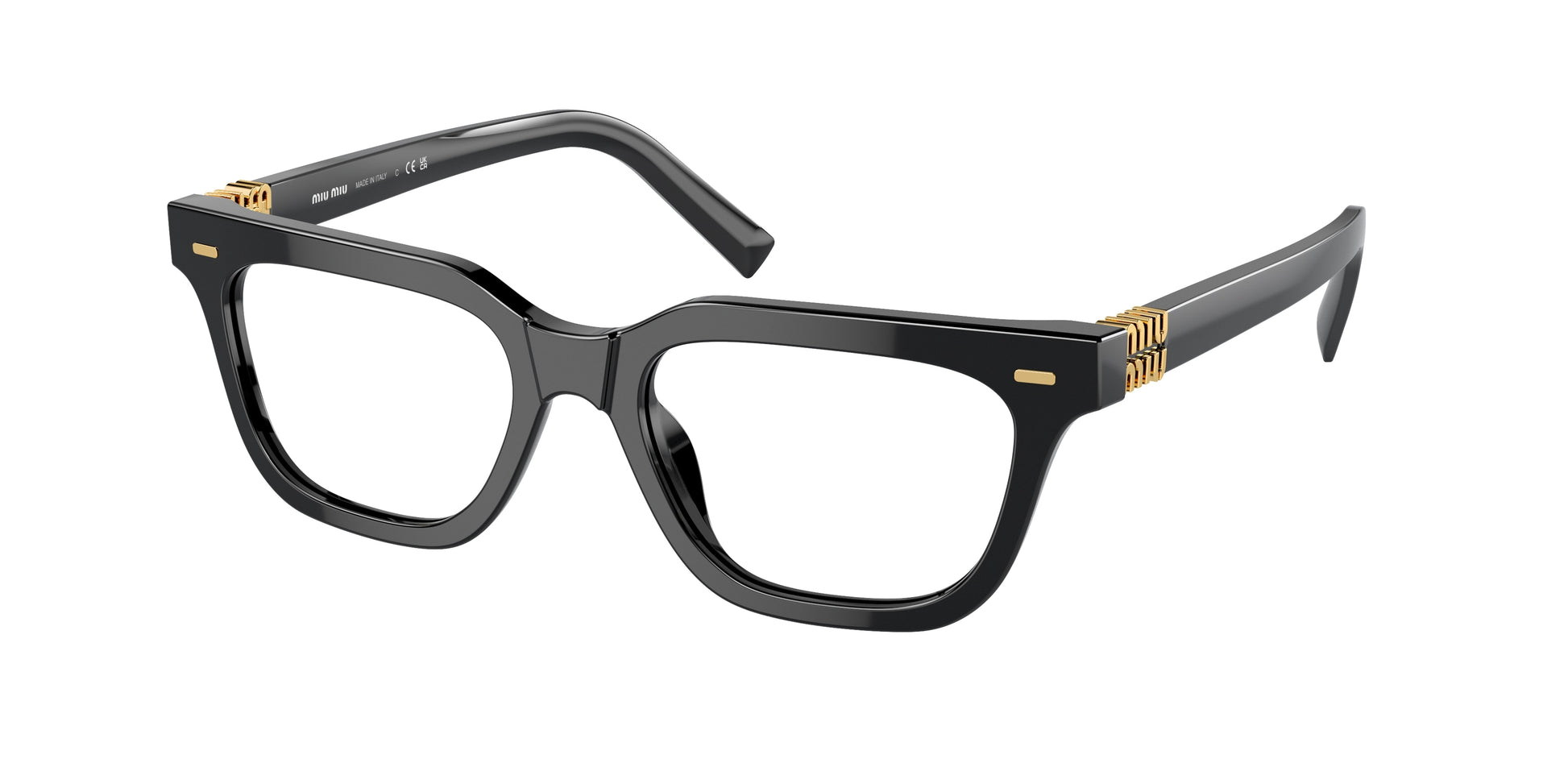 Miu Miu MU07XV Rectangle Eyeglasses  16K1O1-Black 53-140-18 - Color Map Black