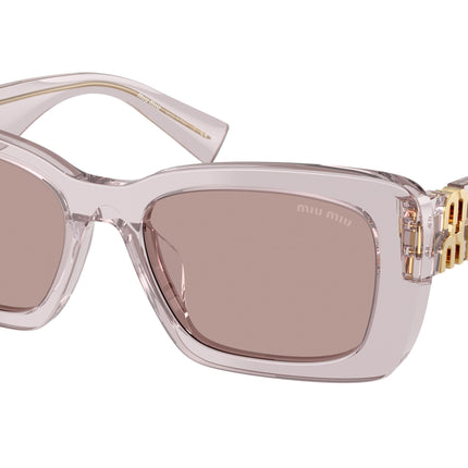 Miu Miu MU07YS Rectangle Sunglasses  12W20I-Transparent Mauve 53-135-18 - Color Map Violet