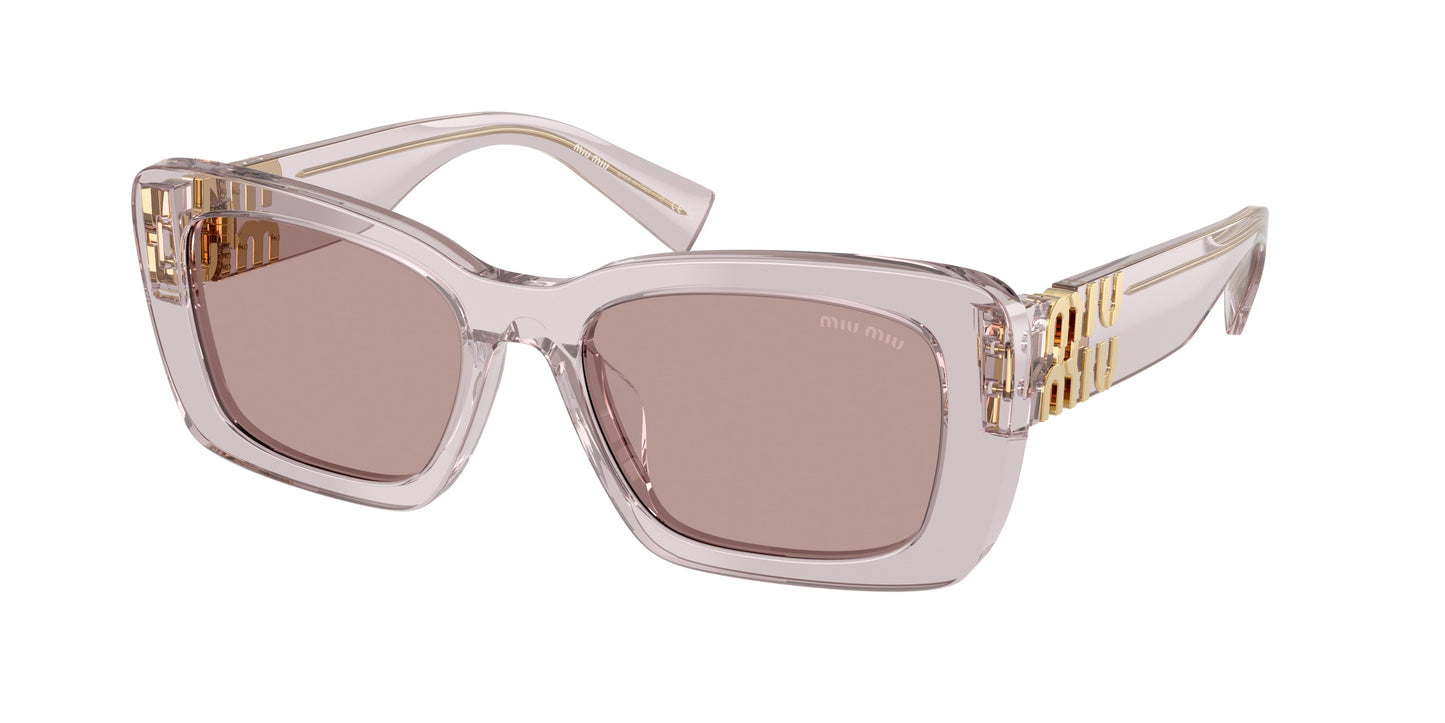 Miu Miu MU07YS Rectangle Sunglasses  12W20I-Transparent Mauve 53-135-18 - Color Map Violet