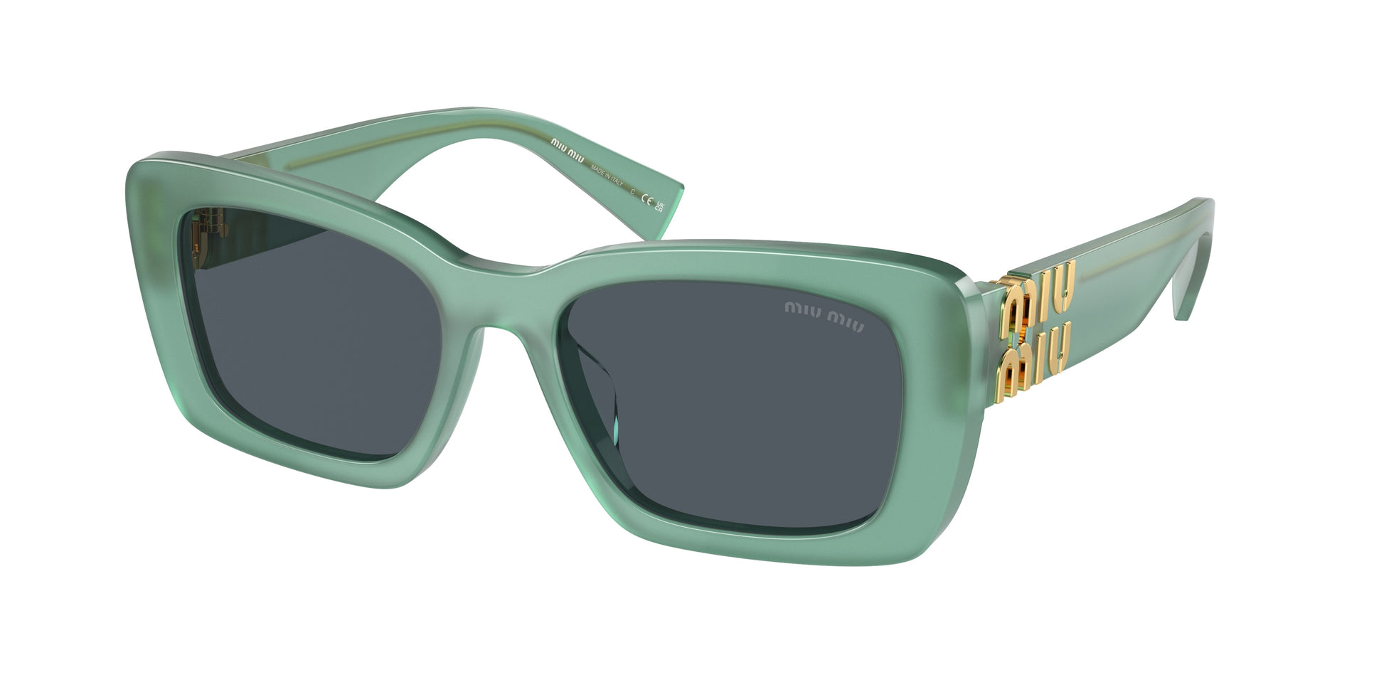 Miu Miu MU07YS Rectangle Sunglasses  19L09T-Opal Anise 53-135-18 - Color Map Blue