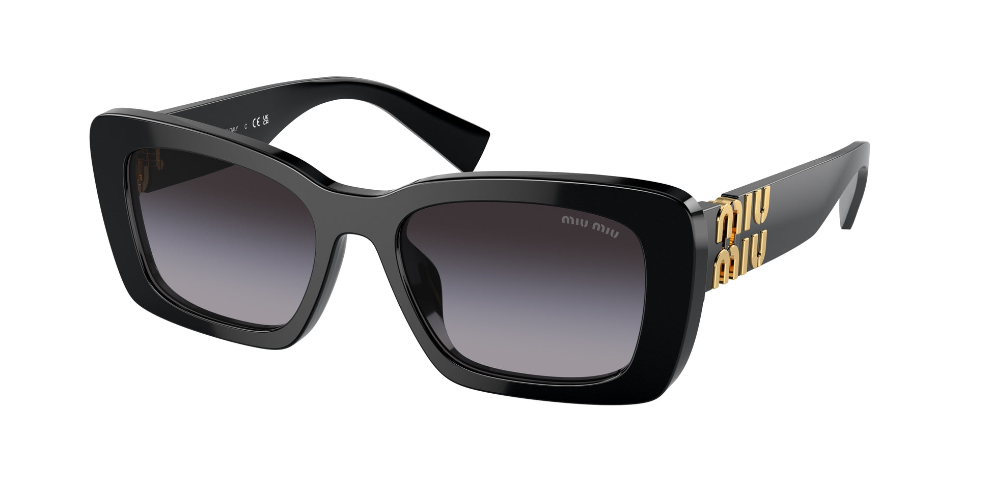 Miu Miu MU07YS Rectangle Sunglasses  1AB5D1-Black 53-135-18 - Color Map Black