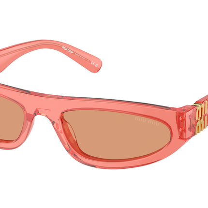 Miu Miu MU07ZS Irregular Sunglasses  14T07V-Tulip Transparent 56-140-19 - Color Map Red