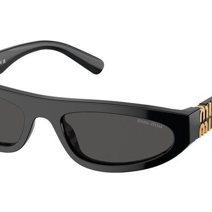 Miu Miu MU07ZS Irregular Sunglasses  1AB5S0-Black 56-140-19 - Color Map Black