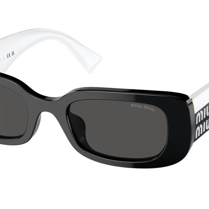 Miu Miu MU08YS Rectangle Sunglasses  1AB5S0-Black 51-140-21 - Color Map Black