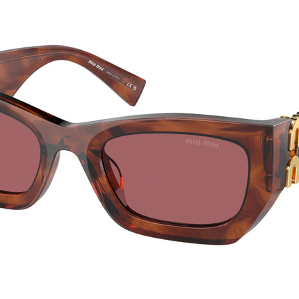 Miu Miu MU09WS Rectangle Sunglasses  11Q08S-Striped Tobacco 53-135-22 - Color Map Brown