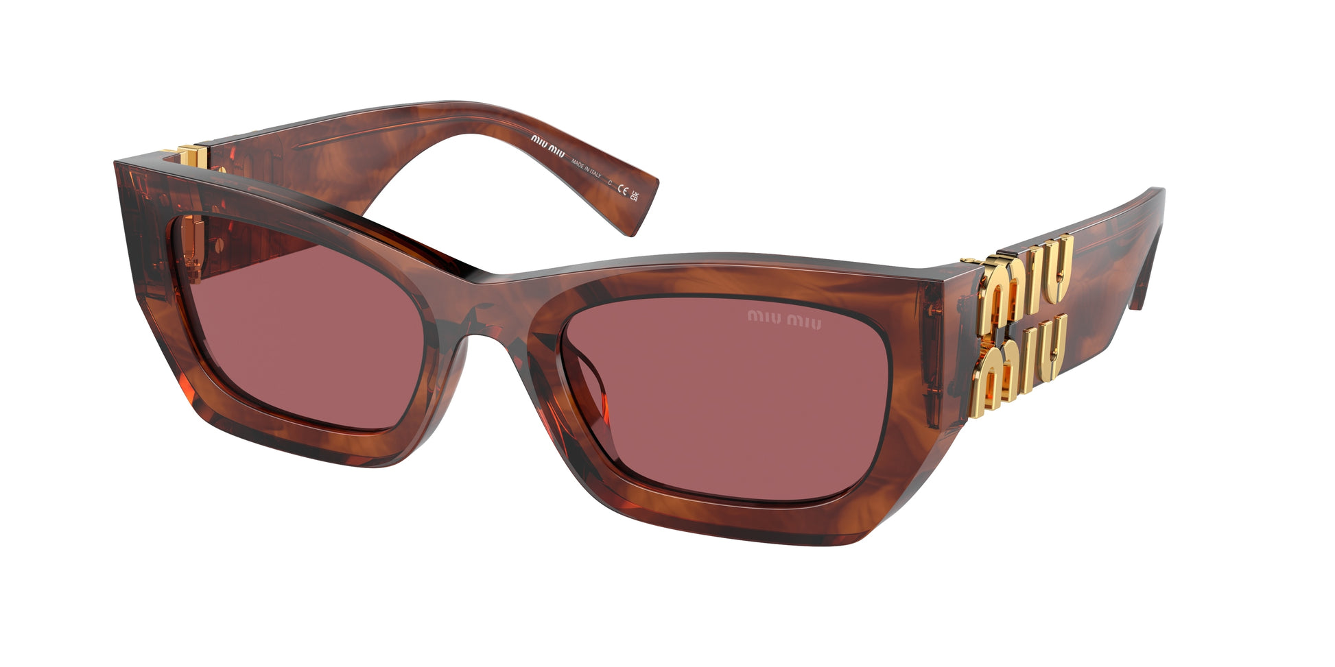 Miu Miu MU09WS Rectangle Sunglasses  11Q08S-Striped Tobacco 53-135-22 - Color Map Brown