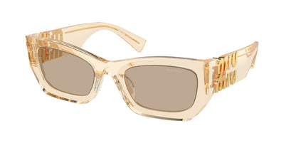Miu Miu MU09WS Rectangle Sunglasses  11T40F-Sand Transparent 53-135-22 - Color Map Brown