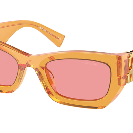 Miu Miu MU09WS Rectangle Sunglasses  12T1D0-Orange Transparent 53-135-22 - Color Map Orange