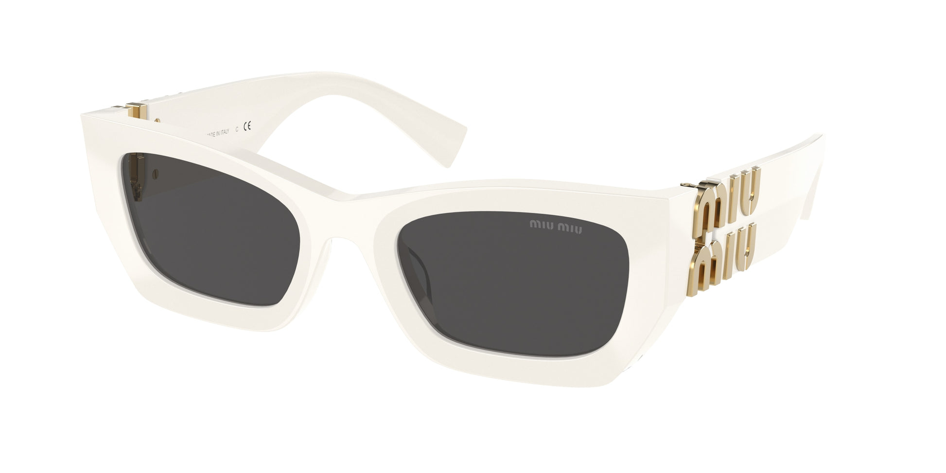 Miu Miu MU09WS Rectangle Sunglasses  1425S0-White 53-135-22 - Color Map White