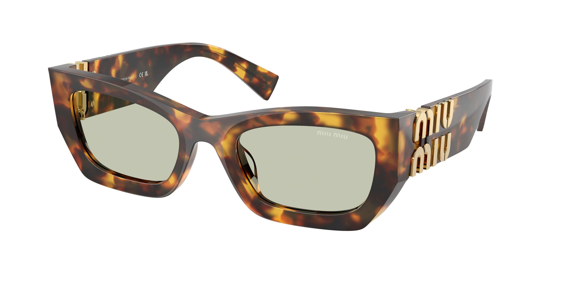Miu Miu MU09WS Rectangle Sunglasses  14L50O-Honey Havana 53-135-22 - Color Map Tortoise