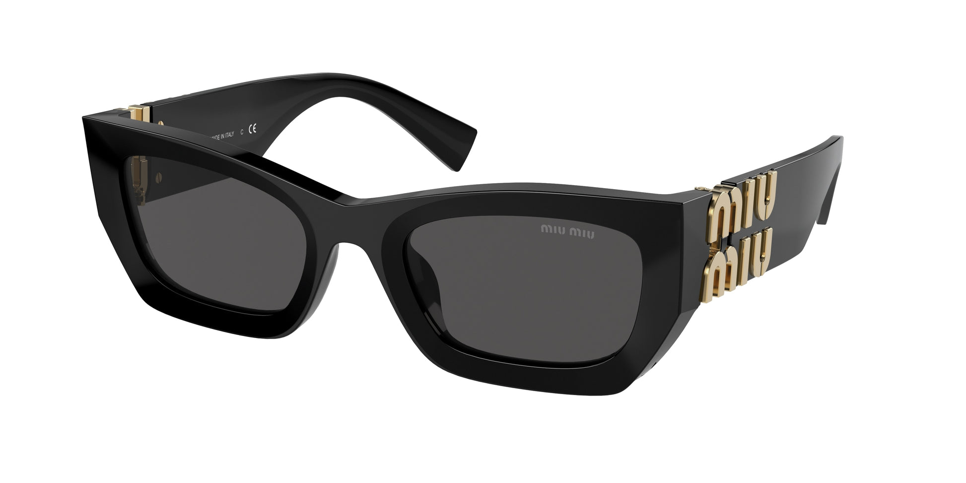 Miu Miu MU09WS Rectangle Sunglasses  1AB5S0-Black 53-135-22 - Color Map Black