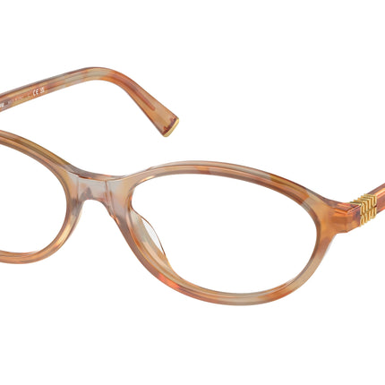 Miu Miu MU09XV Oval Eyeglasses  13U1O1-Cream Havana 54-140-17 - Color Map Tortoise