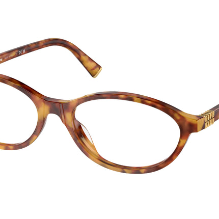 Miu Miu MU09XV Oval Eyeglasses  4BW1O1-Light Havana 54-140-17 - Color Map Tortoise