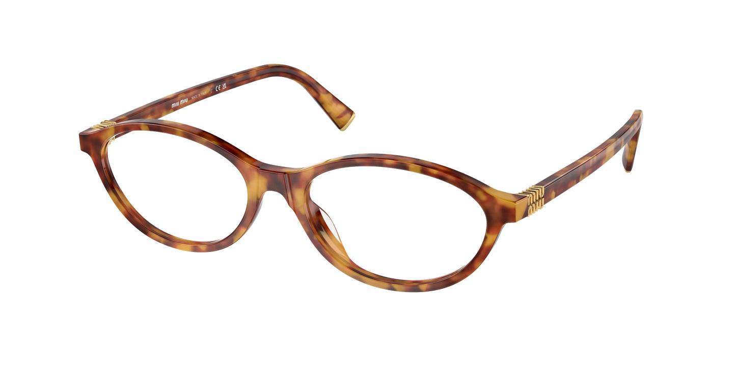 Miu Miu MU09XV Oval Eyeglasses  4BW1O1-Light Havana 54-140-17 - Color Map Tortoise