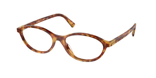 Miu Miu MU09XV Oval Eyeglasses  4BW1O1-Light Havana 54-140-17 - Color Map Tortoise