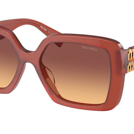 Miu Miu MU10YS Irregular Sunglasses  10M07P-Cognac Opal 56-135-17 - Color Map Red