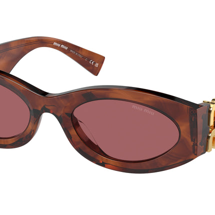 Miu Miu 0MU 11WS MU11WS Oval Sunglasses  11Q08S-Striped Tobacco 54-135-21 - Color Map Brown