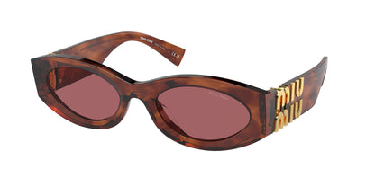 Miu Miu 0MU 11WS MU11WS Oval Sunglasses  11Q08S-Striped Tobacco 54-135-21 - Color Map Brown