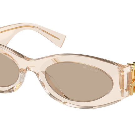 Miu Miu 0MU 11WS MU11WS Oval Sunglasses  11T40F-Sand Transparent 54-135-21 - Color Map Brown