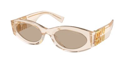 Miu Miu 0MU 11WS MU11WS Oval Sunglasses  11T40F-Sand Transparent 54-135-21 - Color Map Brown