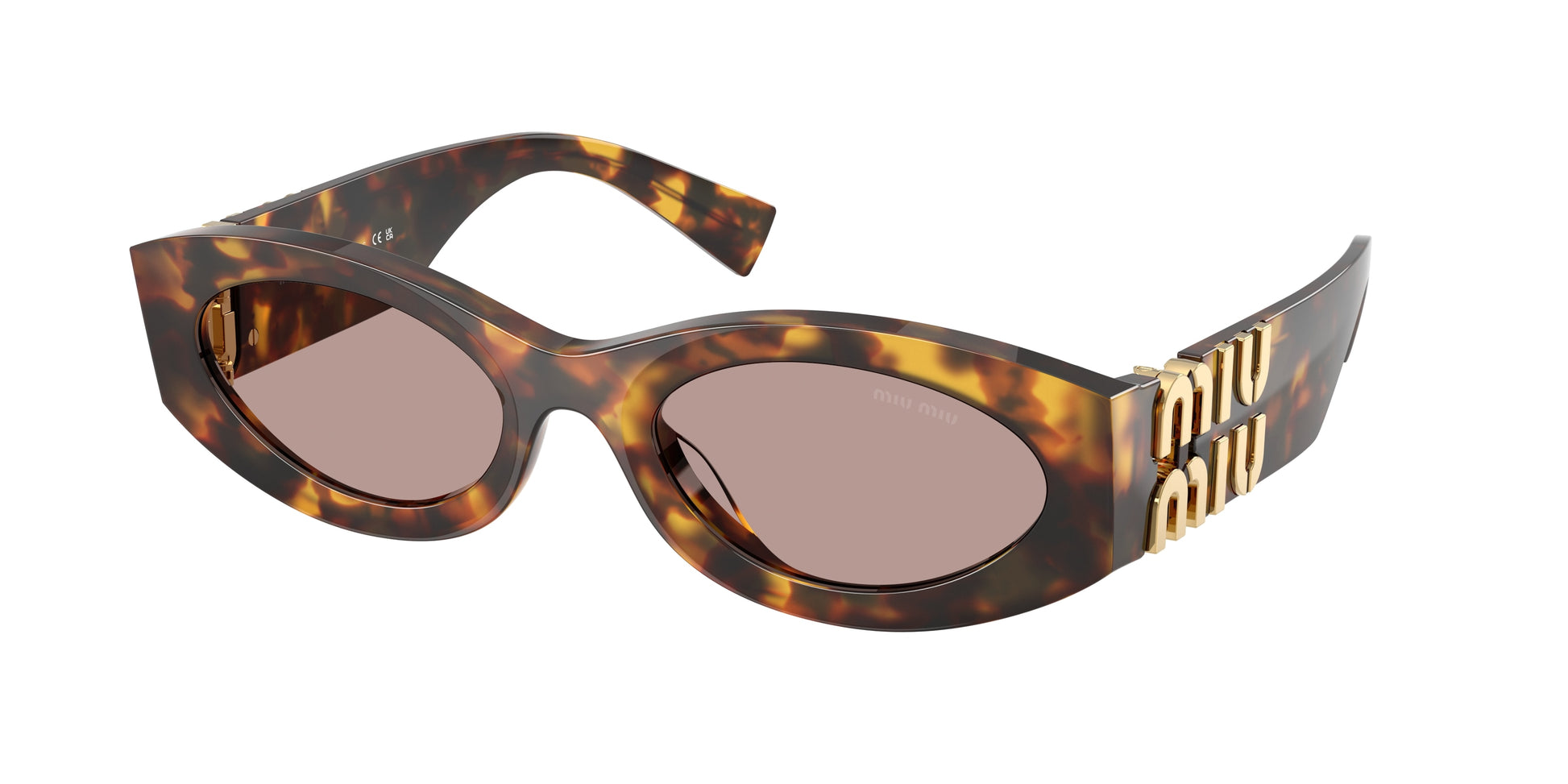 Miu Miu 0MU 11WS MU11WS Oval Sunglasses  14L20I-Honey Havana 54-135-21 - Color Map Tortoise