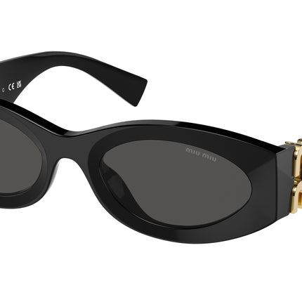 Miu Miu 0MU 11WS MU11WS Oval Sunglasses  1AB5S0-Black 54-135-21 - Color Map Black