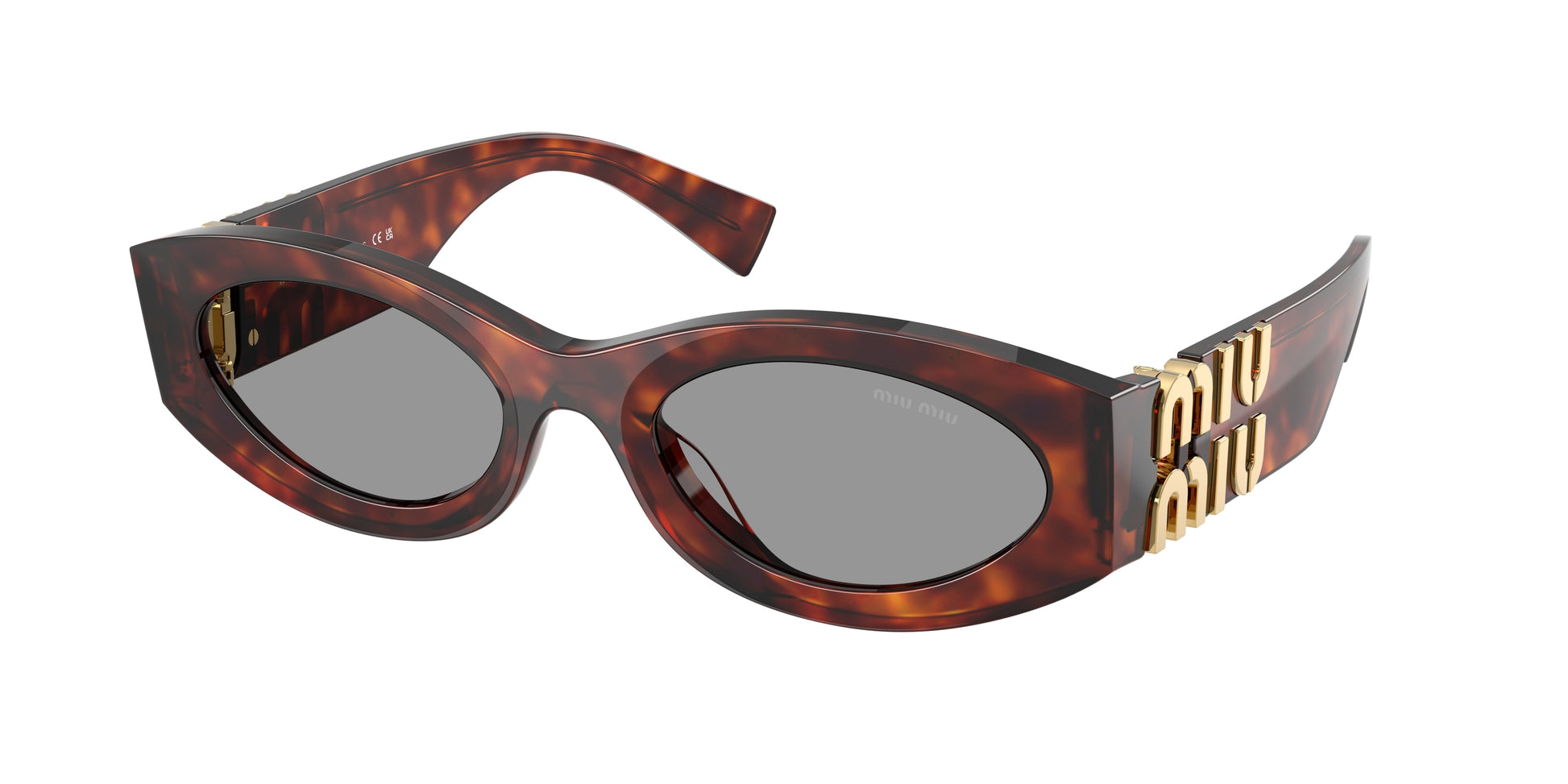 Miu Miu 0MU 11WS MU11WS Oval Sunglasses  21C40O-Mahogany Havana 54-135-21 - Color Map Tortoise