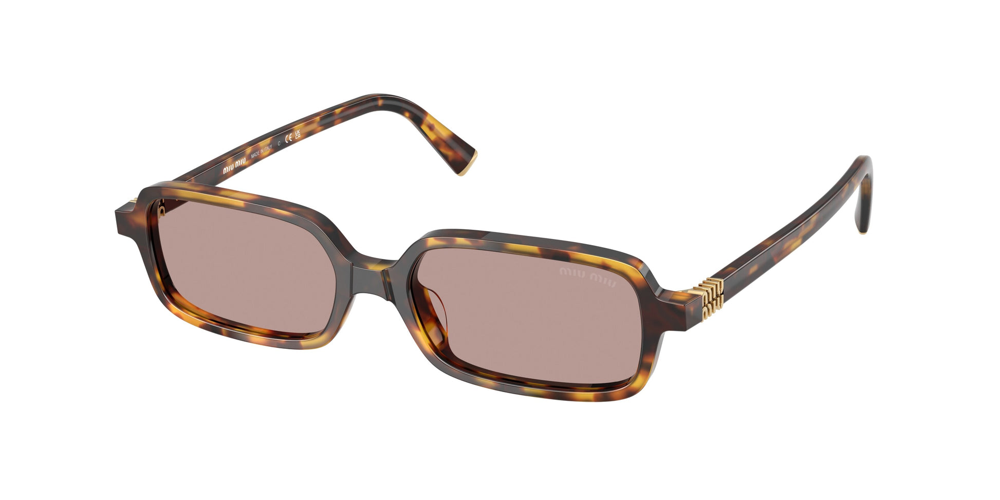 Miu Miu MU11ZSF Rectangle Sunglasses  14L20I-Havana Honey 52-140-15 - Color Map Tortoise